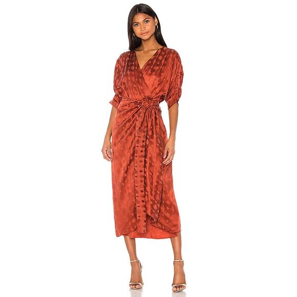 Callahan Rust Wrap Dress - Picture 1 of 5